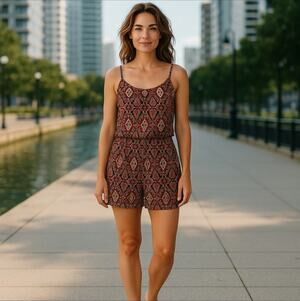 Ultra Flirt Paisley Boho Romper Size M